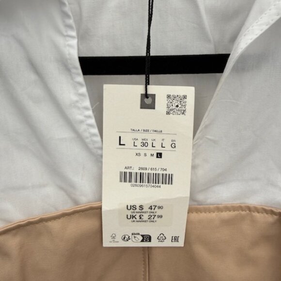 Zara Contrast Halter Top in tan and white with a belt. Sz L NWT - Picture 2 of 4